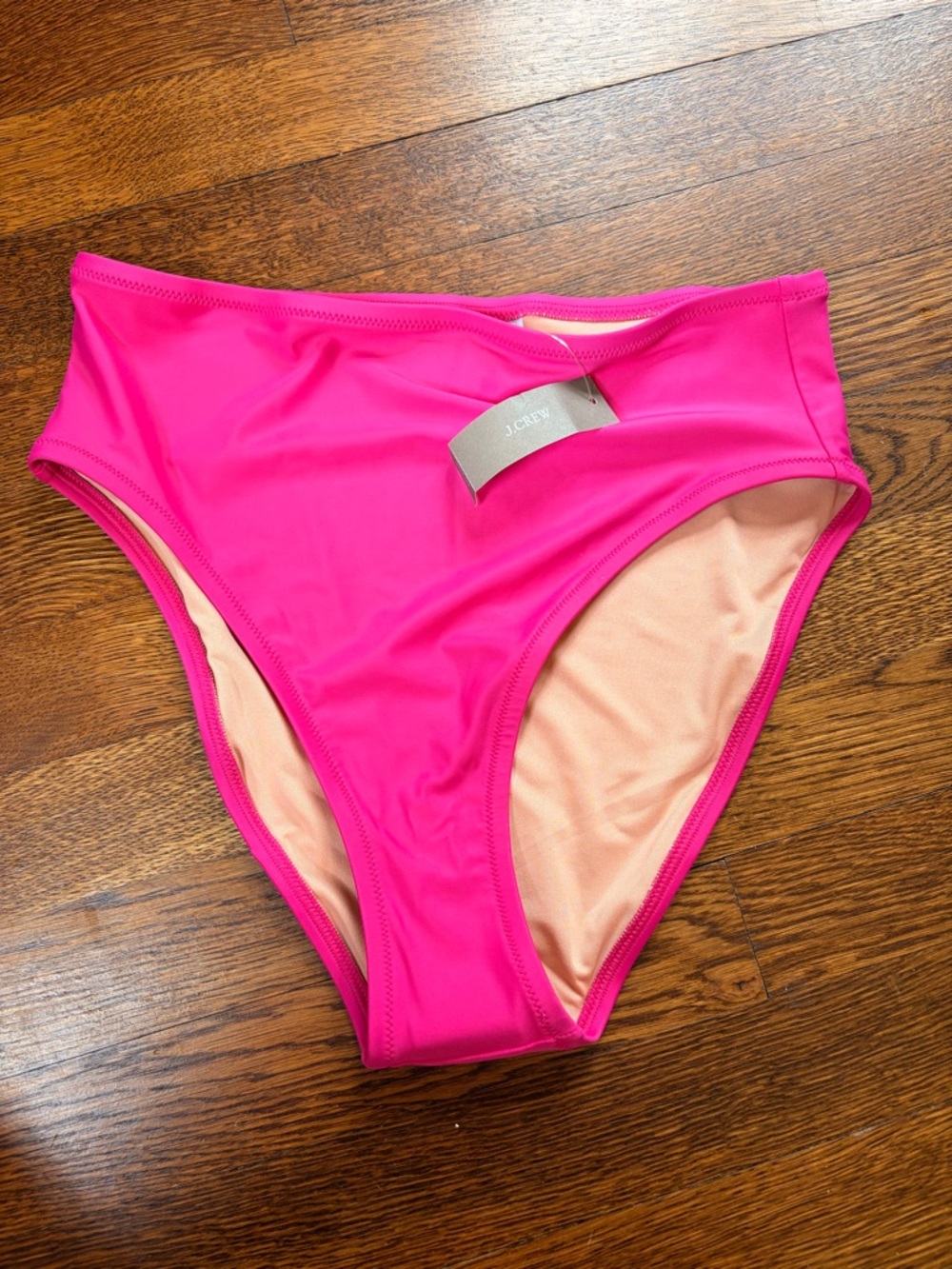 J. Crew High-Rise Bikini Bottoms in Hot Pink